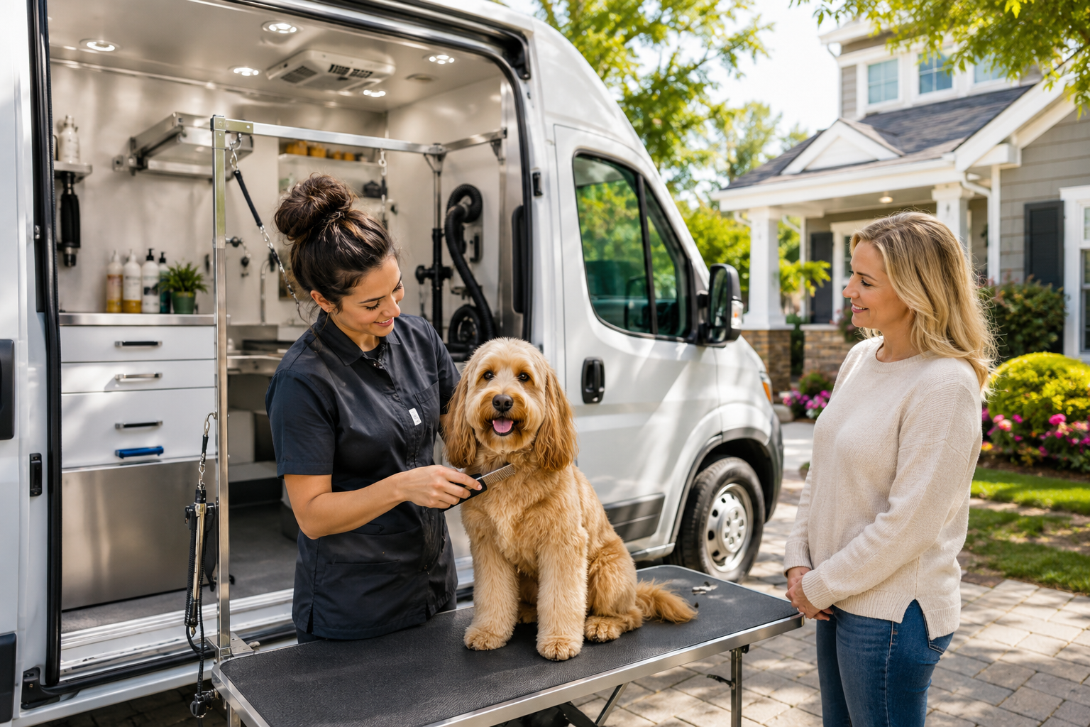 Mobile dog grooming van